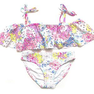Shade Critters Two Piece Girl Bikini Floral Eyelet - Size 6